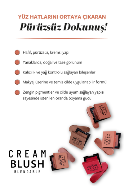 Pastel Cream Blush - Krem Allık 47 Peachy 3.6 g