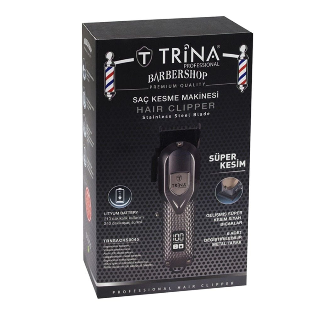 TRİNA PROFESYONEL SAÇ VE ENSE KESME MAKİNESİ SİYAH TRNSACKS0045