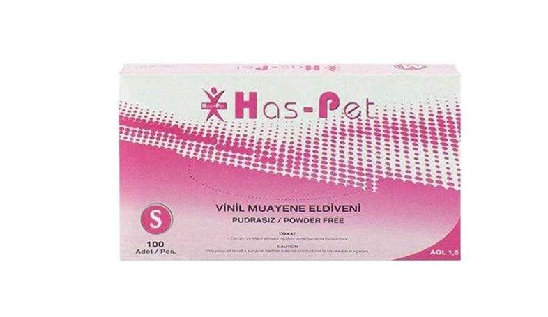 Haspet  Vinil Muayene Eldiveni Pudrasız 100'lü Small